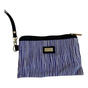 Navy and White Striped Wristlet